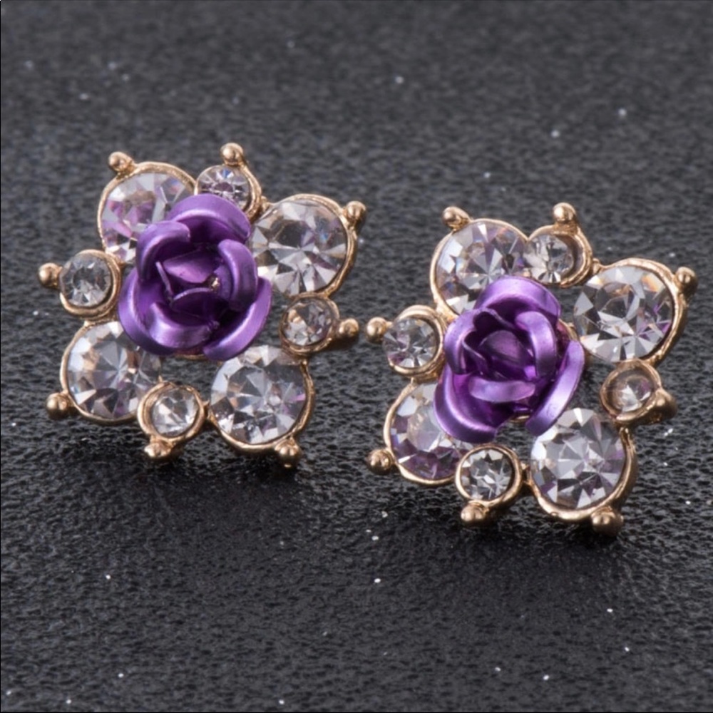 Purple Rose Earrings